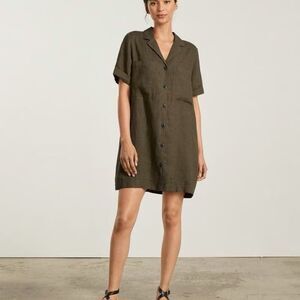 Everlane Linen Workwear Dress Olive Green XS